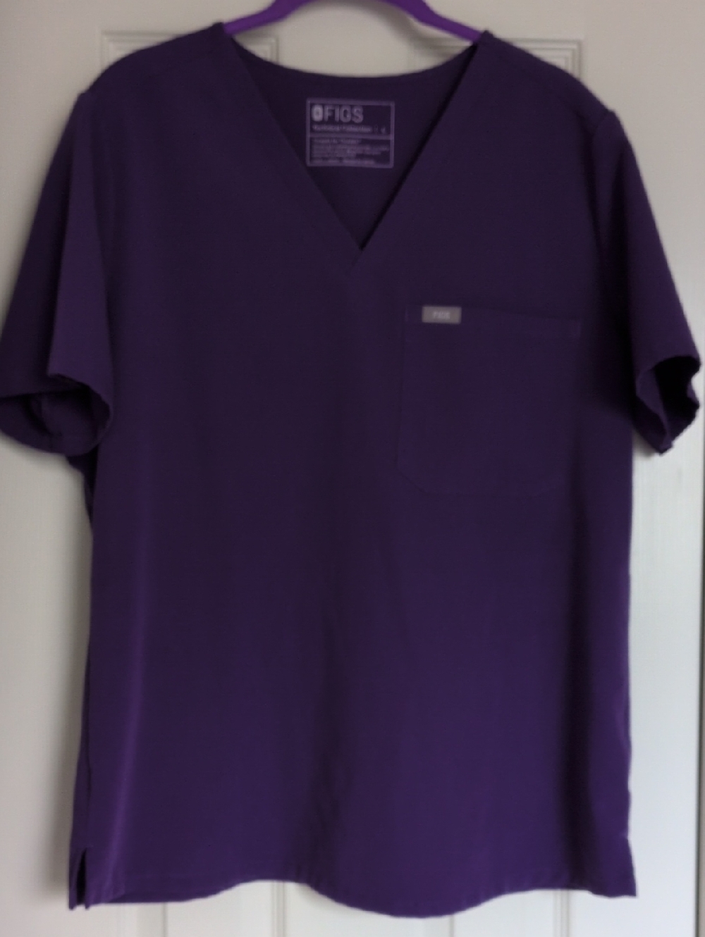 Figs Purple V-Neck Scrub Top,L